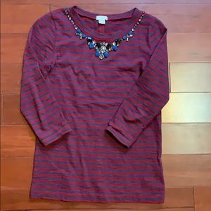 J Crew Jewel Neck 3/4 sleeve top